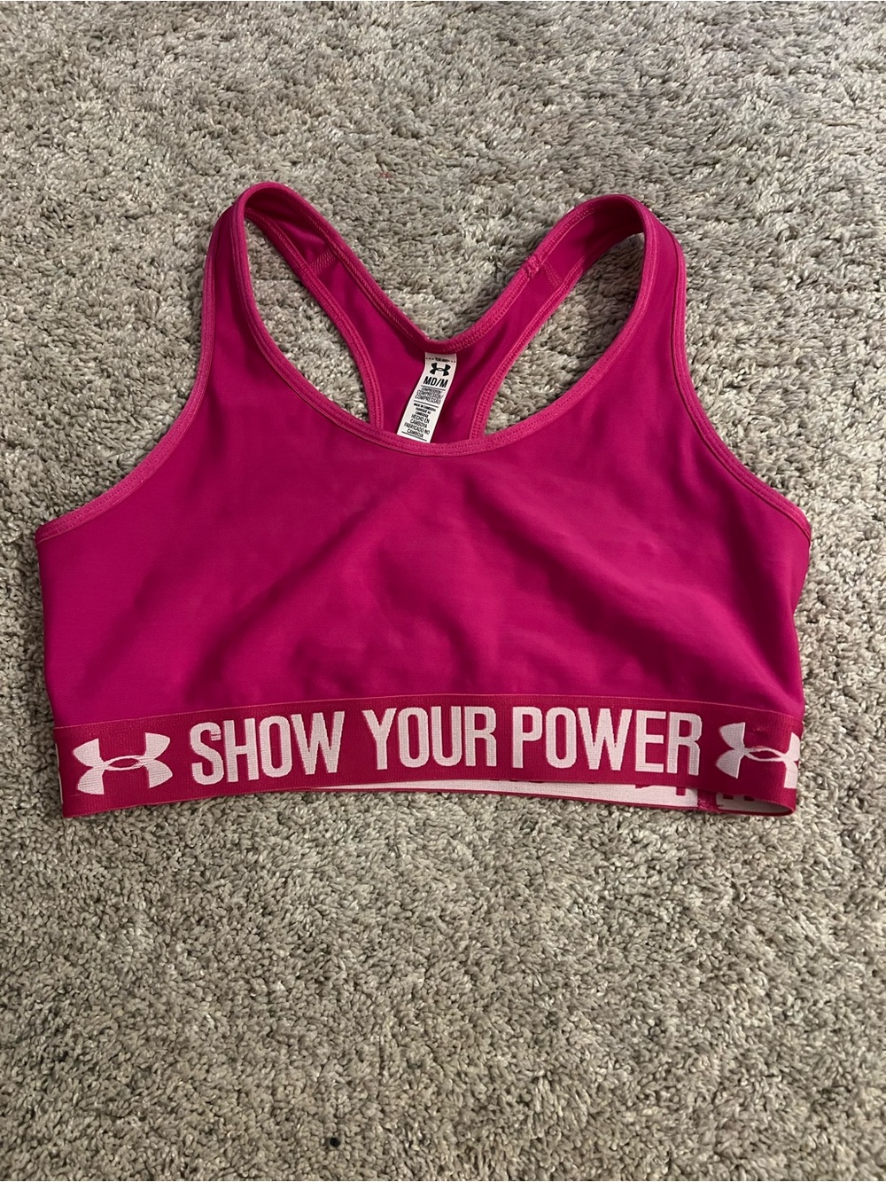 Under Armour Women's Pink 'Show Your Power' Sports Bra Medium